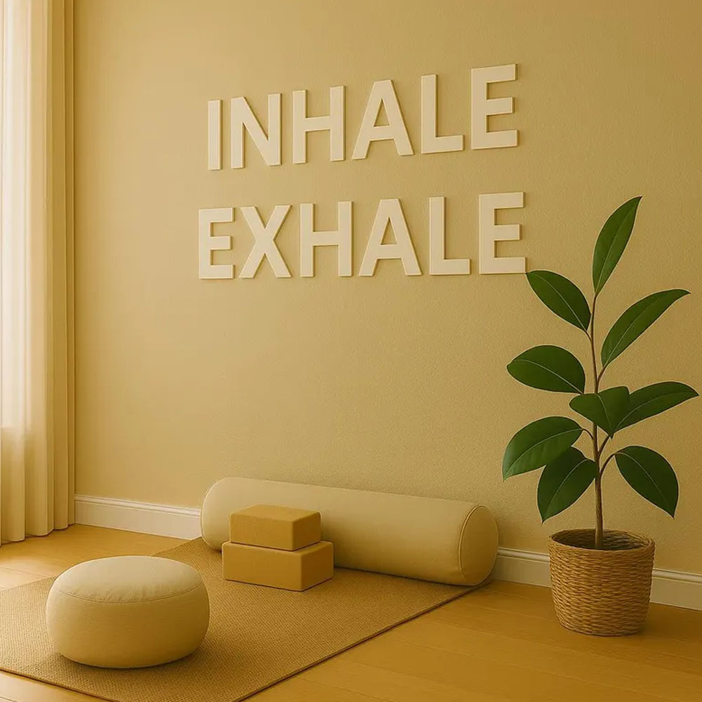 Yoga Fitness Room - Letreiro de Parede INHALE EXHALE para