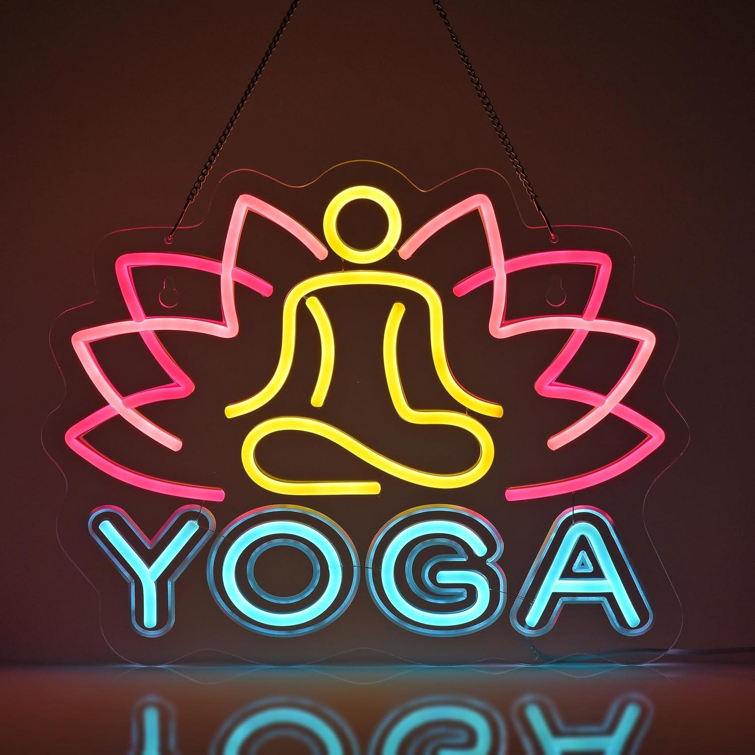 Yoga Fitness Room - Letreiro de Neon para Yoga com
