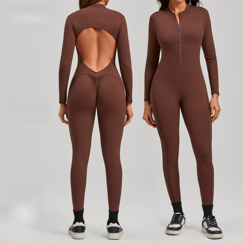 Yoga Fitness Outfit - Macacão de ioga com zíper e