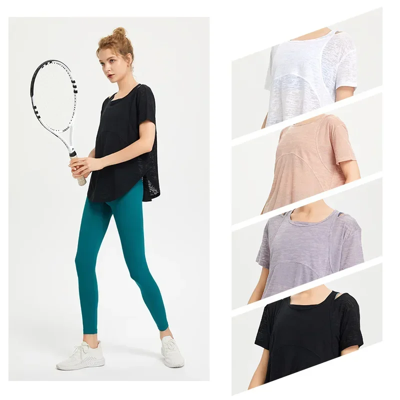 Tops Esportivos de Manga Curta - Yoga Fitness Outfit avaliação e preço