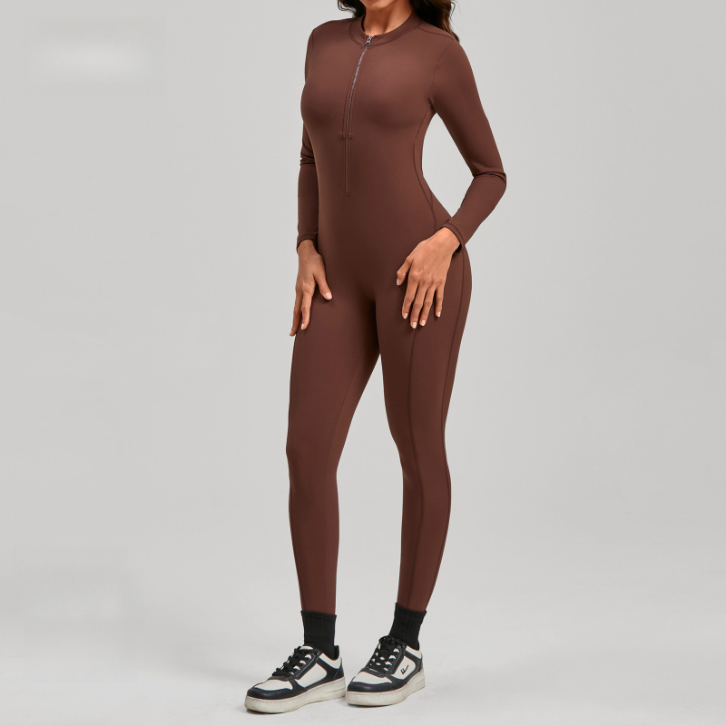 Macacão de ioga com zíper e ma - Yoga Fitness Outfit avaliação e preço